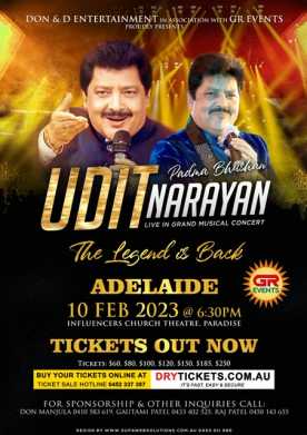 Padma Bhushan Udit Narayan Live In Grand Musical Concert Adelaide