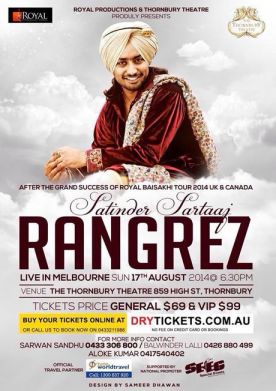 Rangrez Satinder Sartaaj Melbourne