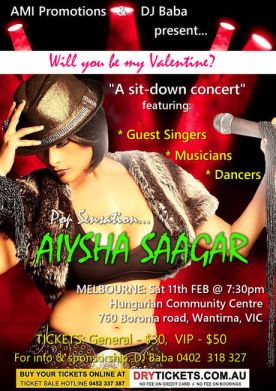 Pop Sensation Aiysha Saagar In Melbourne