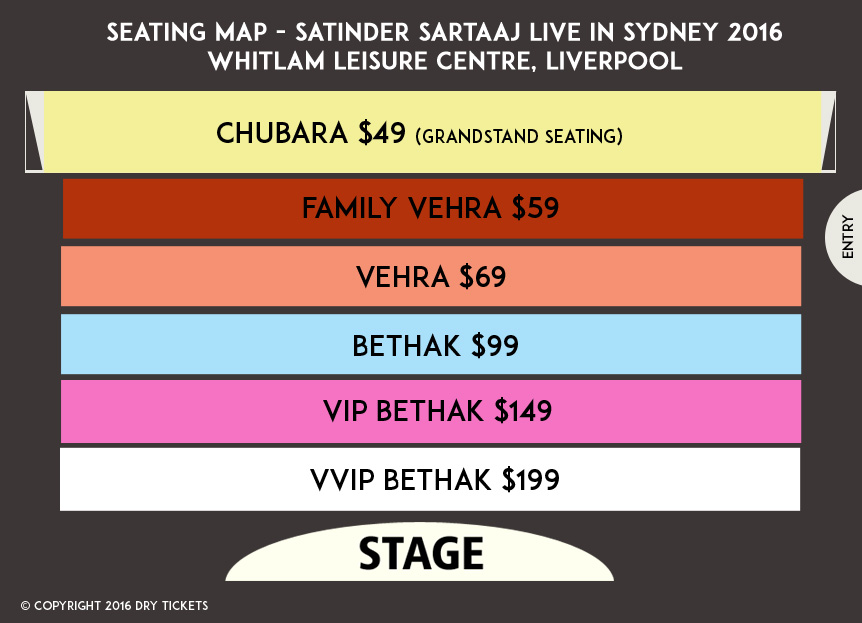 Satinder Sartaaj Live In Sydney 2016 Seating Map