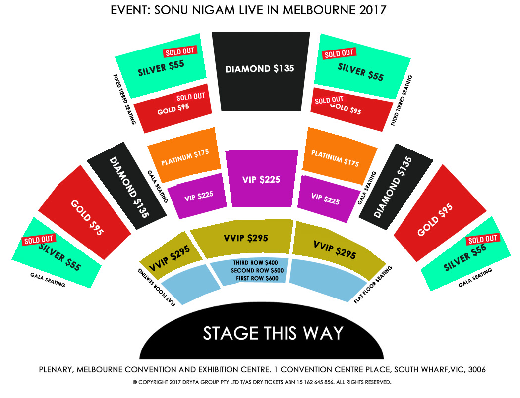 Sonu Nigam Live In Melbourne 2017 Seating Map