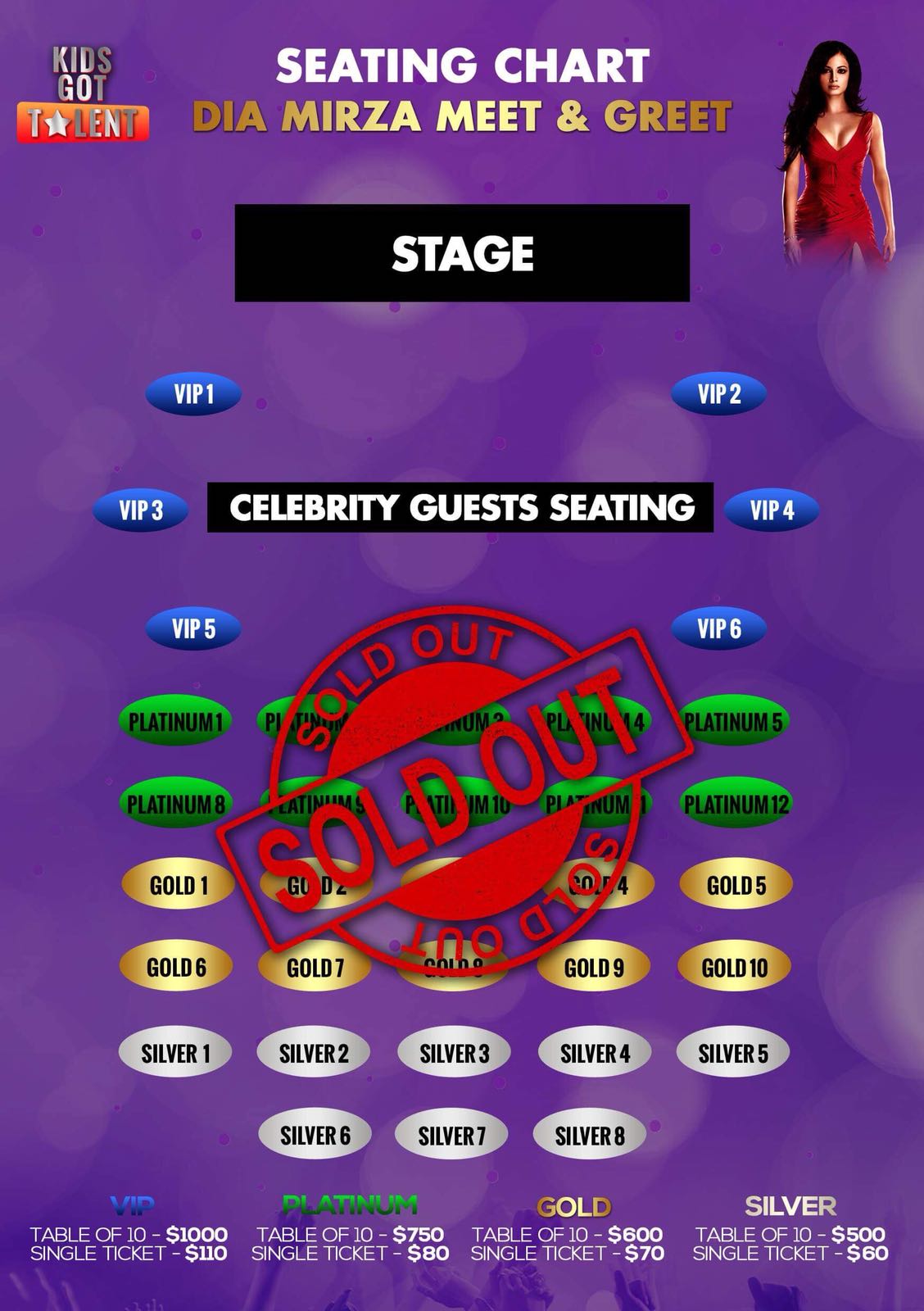 Kids Got Talent and Meet & Greet Dia Mirza In Melbourne Seating Map