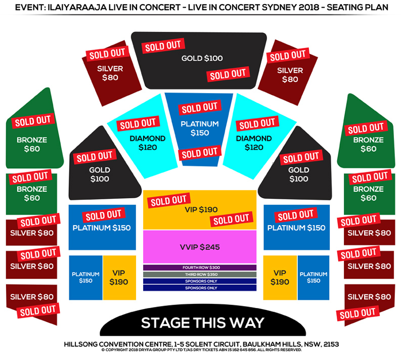 Ilaiyaraaja Live In Concert Sydney 2018 Seating Map