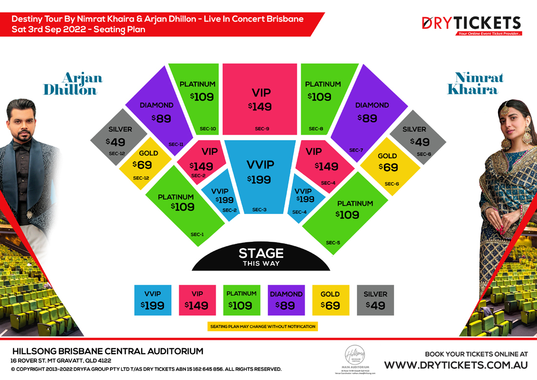Destiny Tour By Nimrat Khaira & Arjan Dhillon Live In Concert Brisbane Seating Map