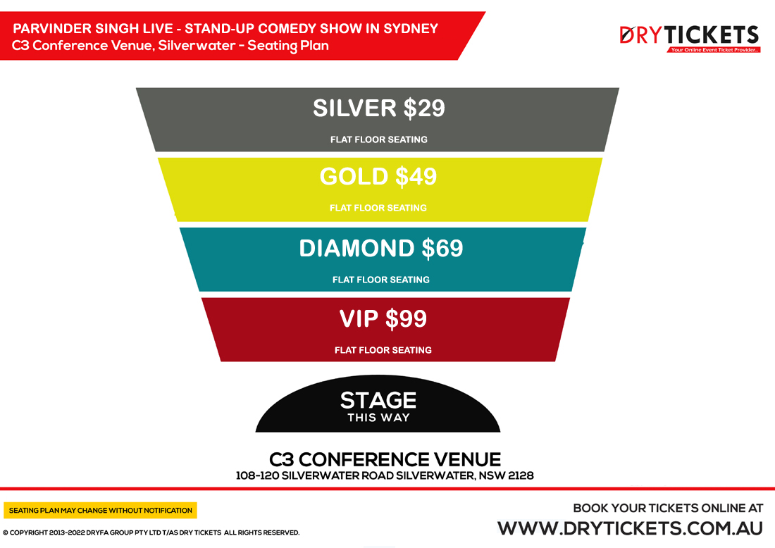 Parvinder Singh Live - Stand-Up Comedy Show In Sydney Seating Map