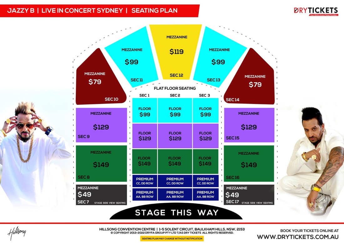 Jazzy B Live In Sydney - Born Ready Australia Tour Seating Map