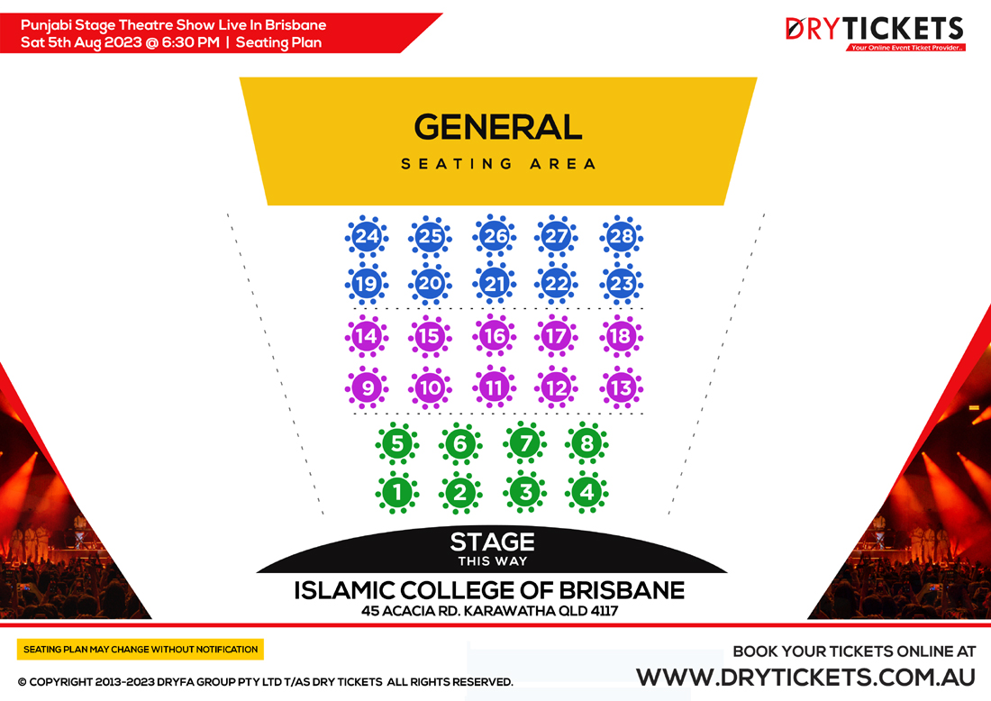 Punjabi Stage Theatre Show Live In Brisbane 2023 Seating Map