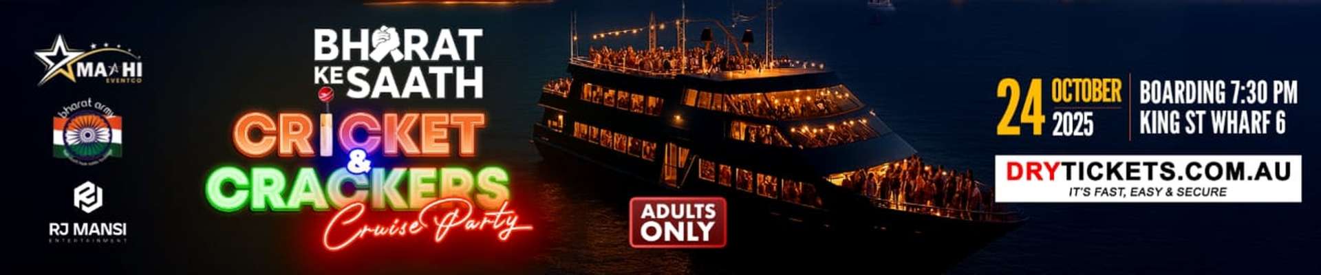 Bharat Ke Saath Cricket & Crackers Cruise Party 2025
