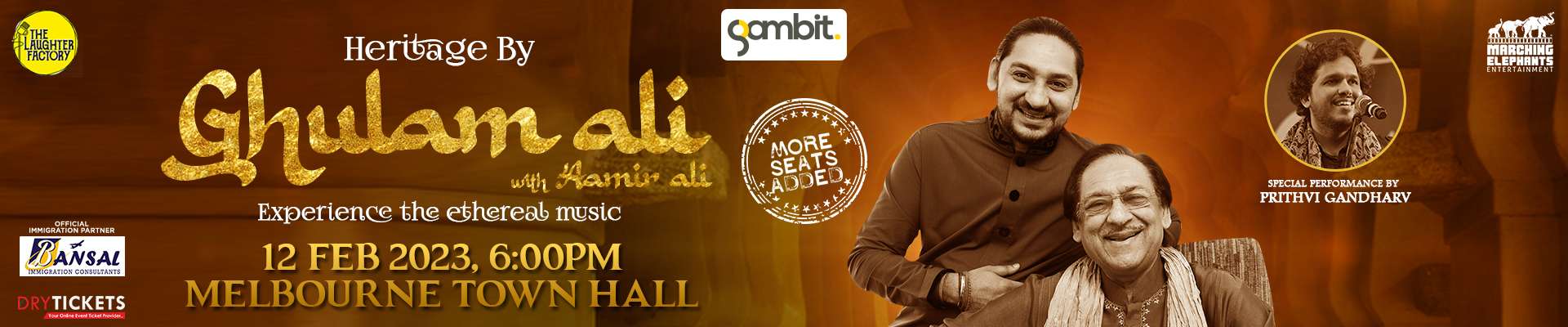 Heritage By Ghulam Ali, Experience the ethereal music Live In Concert Melbourne