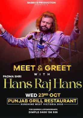 Meet and Greet with Hans Raj Hans Melbourne 2024