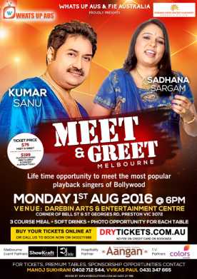 Meet & Greet Kumar Sanu & Sadhana Sargam Melbourne