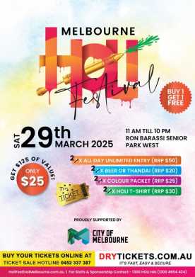 Holi Festival Melbourne 2025 - Day 1 MAHARAJA Ticket