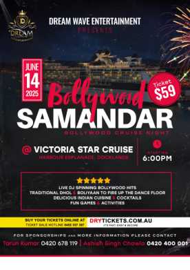 Bollywood SAMANDAR - Cruise Night - Melbourne
