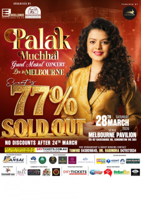 Palak Muchhal Live In Concert Melbourne 2026 - The Grand Musical
