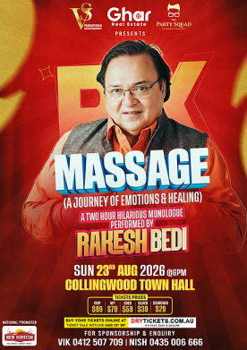 Massage - A journey of emotions and healing by Rakesh Bedi - Live in Melbourne 2026