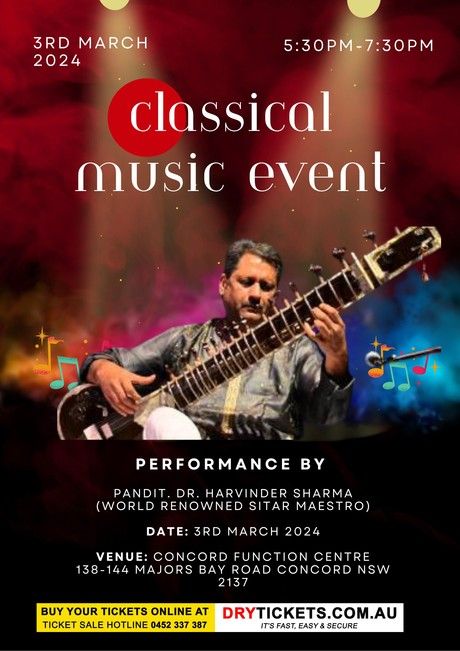 Classical Music Event - Pandit Dr. Harvinder Sharma - Sitar Maestro Live In Sydney