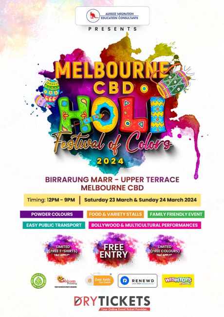 Melbourne CBD Holi Festival of Colours 2024 Melbourne: Day 1