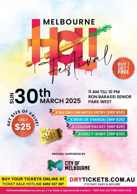 Holi Festival Melbourne 2025 - Day 2 MAHARAJA Ticket