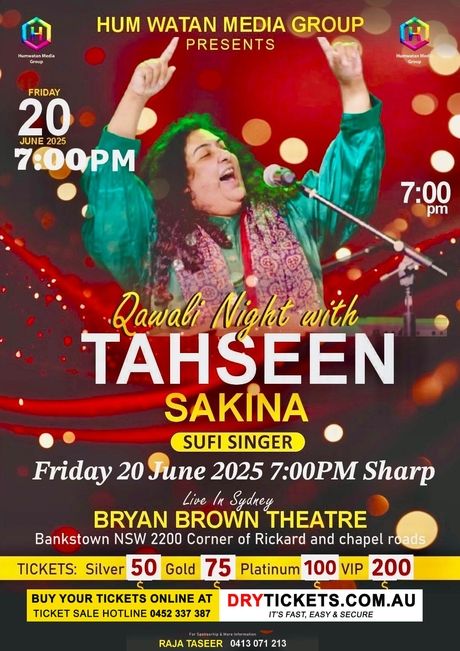 Qawali Night with TAHSEEN SAKINA - Sufi Singer Live In Sydney 2025