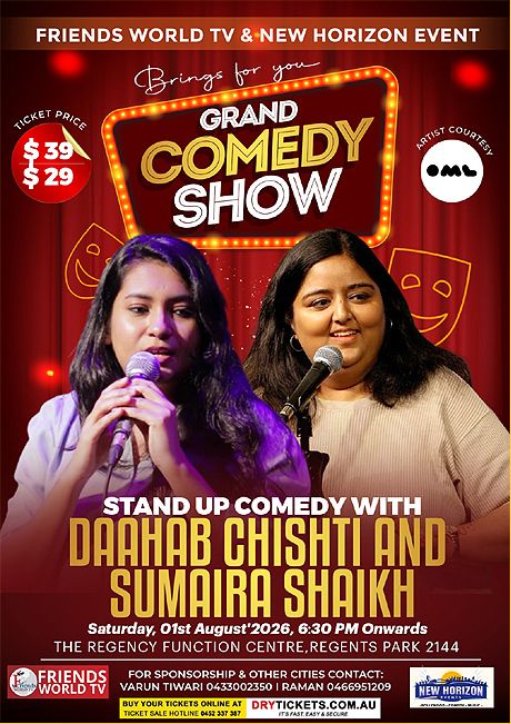 Grand Comedy Show by Daahab Chishti and Sumaira Shaikh Live in Sydney 2026
