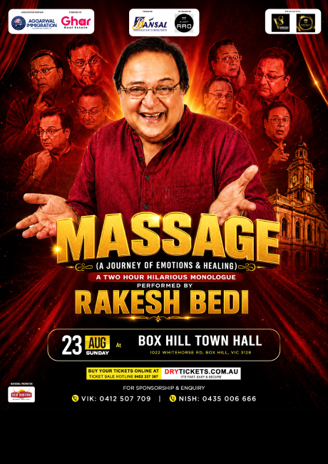Massage - A journey of emotions and healing by Rakesh Bedi - Live in Melbourne 2026