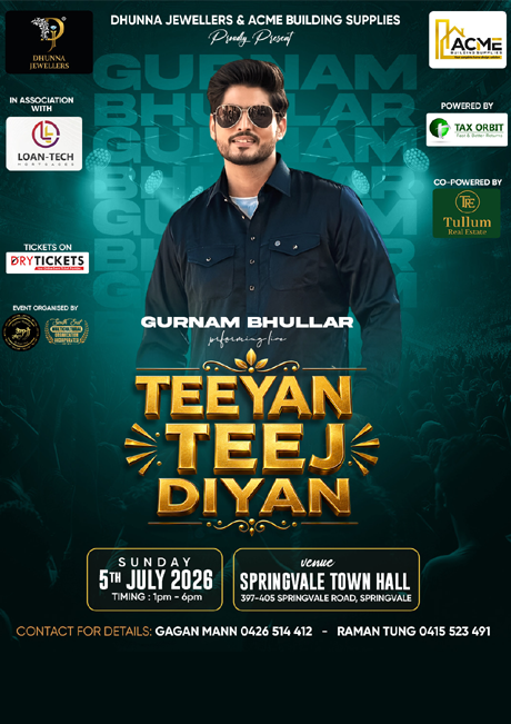 Gurnam Bhullar Performing Live - Teeyan Teej Diyan Melbourne 2026