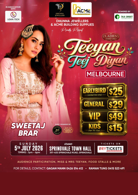 Teeyan Teej Diyan Melbourne by Sweetaj Brar 2026
