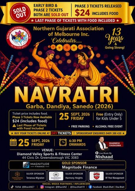 Navratri - Garba, Dandiya, Sanedo 2026 In Melbourne