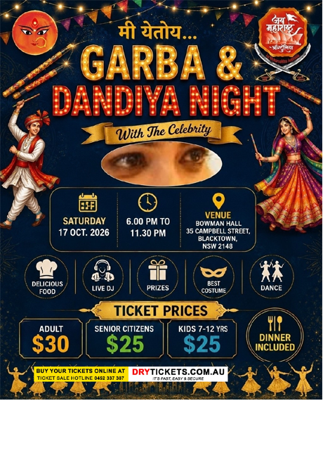 Garba & Dandiya Night with The Celebrity In Sydney 2026