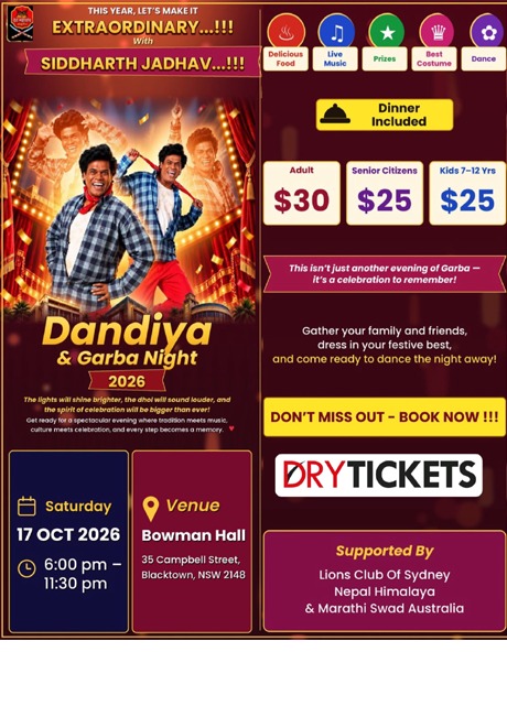Garba & Dandiya Night with The Celebrity In Sydney 2026