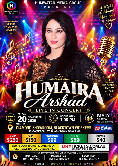 Humaira Arshad Live In Concert Sydney 2026