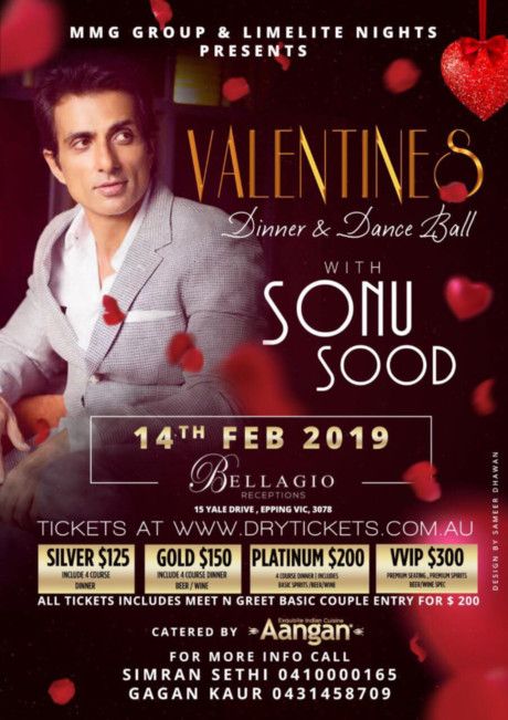 VALENTINES - Dinner & Dance Ball with Sonu Sood In Melbourne