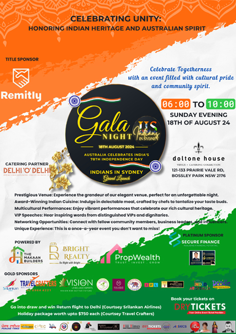 Gala Night Celebrating Indian Independence Day and the Launch of Indians In Sydney