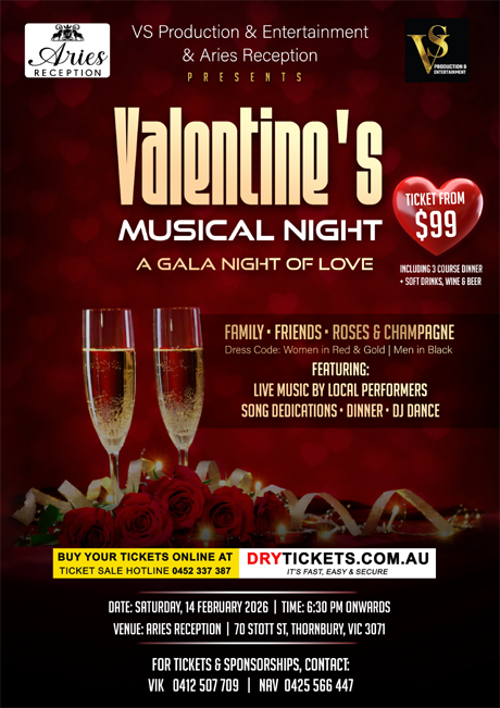 Valentine’s Eve – A Musical Gala Night of Love - Melbourne 2026