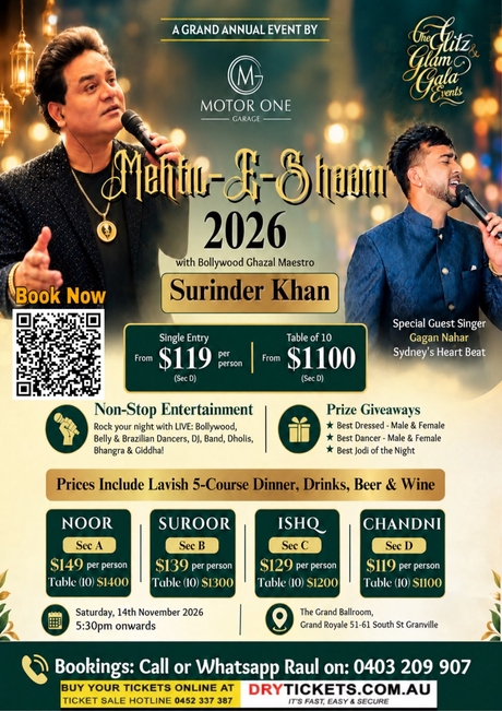 Mehfi-E-Shaam 2026 with Bollywood Ghazal Maestro - SURINDER KHAN In Sydney