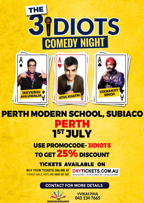 The 3 Idiots Comedy Night In Perth