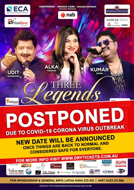 Three Legends of Bollywood Live In Sydney 2020