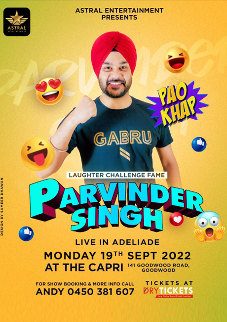 Parvinder Singh Live - Stand-Up Comedy Show In Adelaide