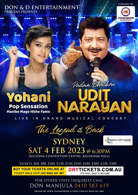 Padma Bhushan Udit Narayan Live In Grand Musical Concert Sydney