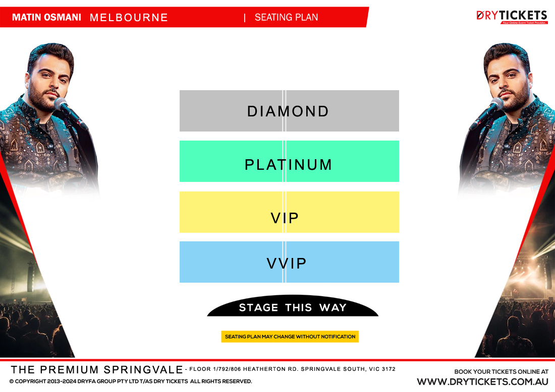 Matin Osmani Live In Melbourne Seating Map