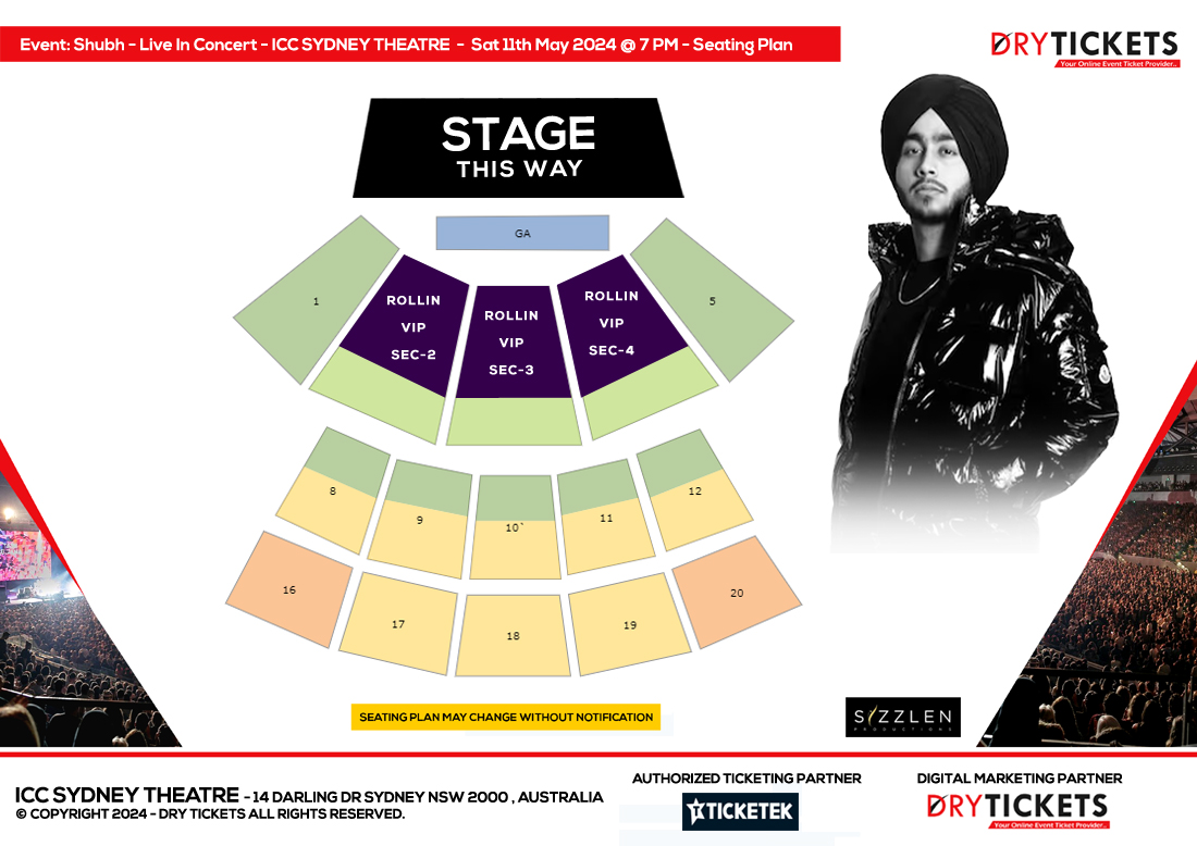 SHUBH Live In Sydney 2024 Seating Map