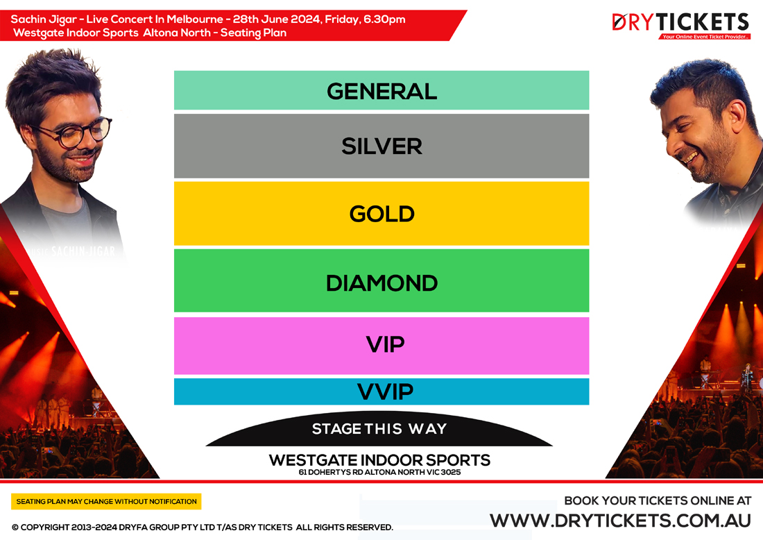 Sachin-Jigar Live In Concert Melbourne 2024 Seating Map