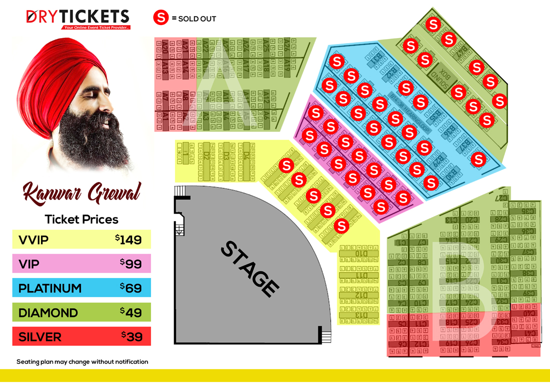 Jagey Rehan Jogi - Kanwar Grewal Live In Concert Sydney 2024 Seating Map