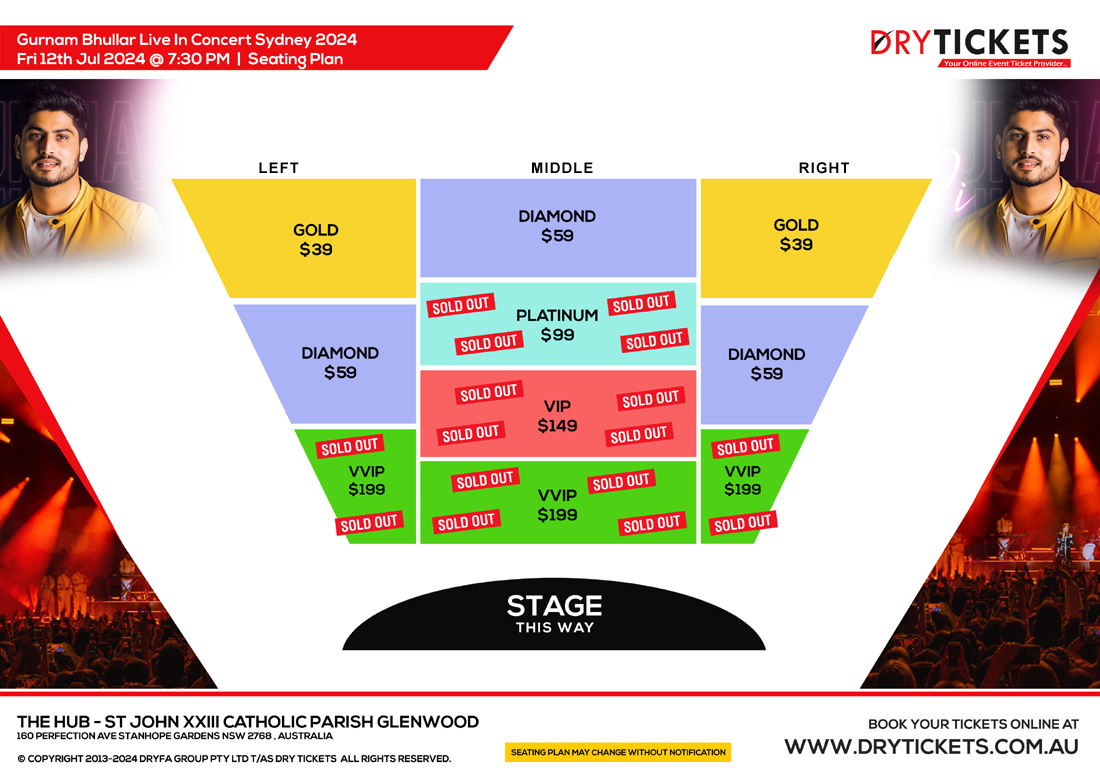 Gurnam Bhullar Live In Concert Sydney 2024 Seating Map