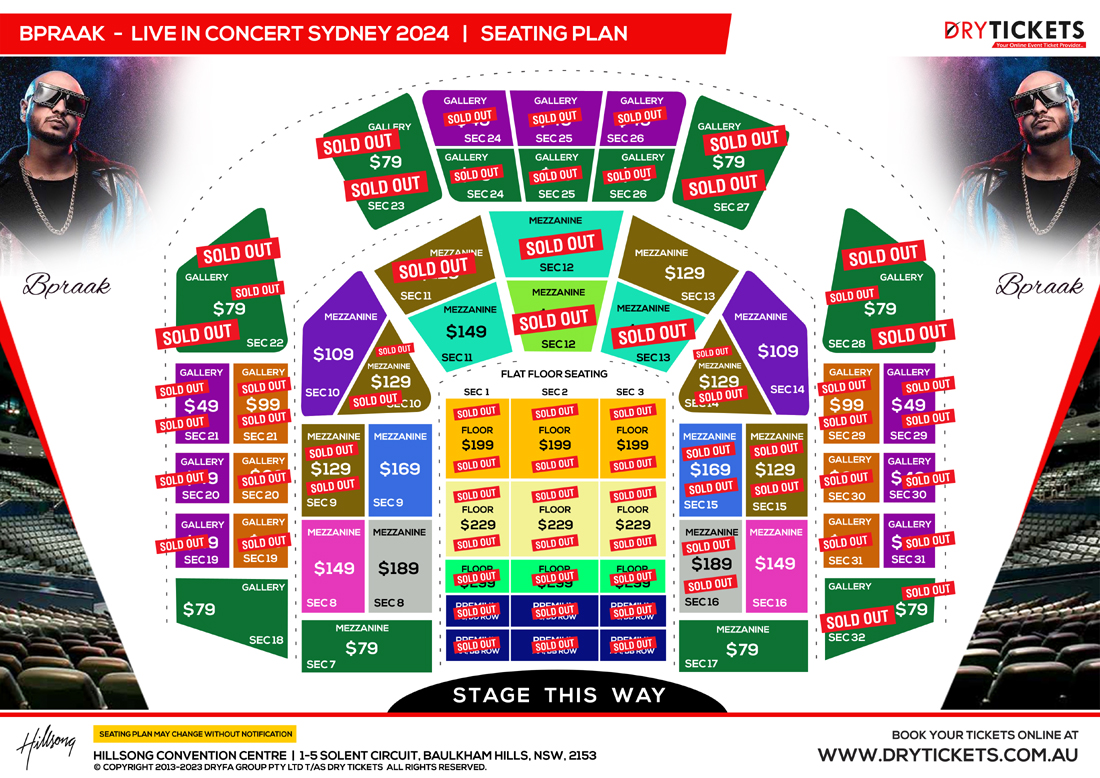 B PRAAK - The Grand Musical Concert 2024 Live In Sydney Seating Map