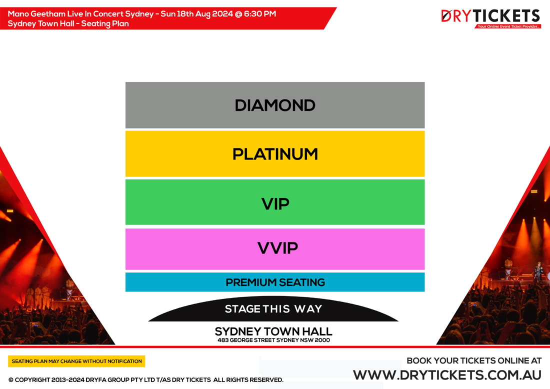 Mano Geetham Live In Concert Sydney Seating Map