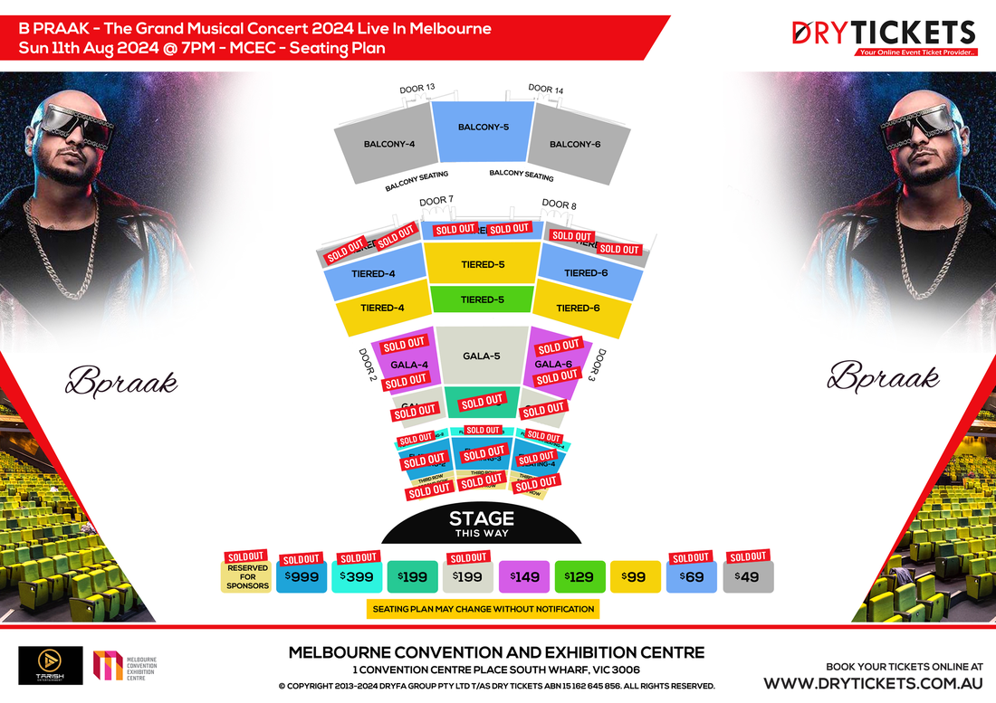 B PRAAK - The Grand Musical Concert 2024 Live In Melbourne Seating Map