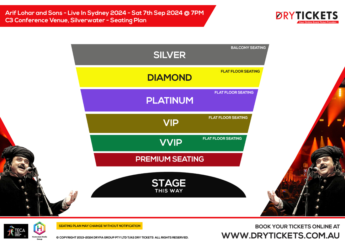 Arif Lohar and Sons Live In Sydney 2024 Seating Map