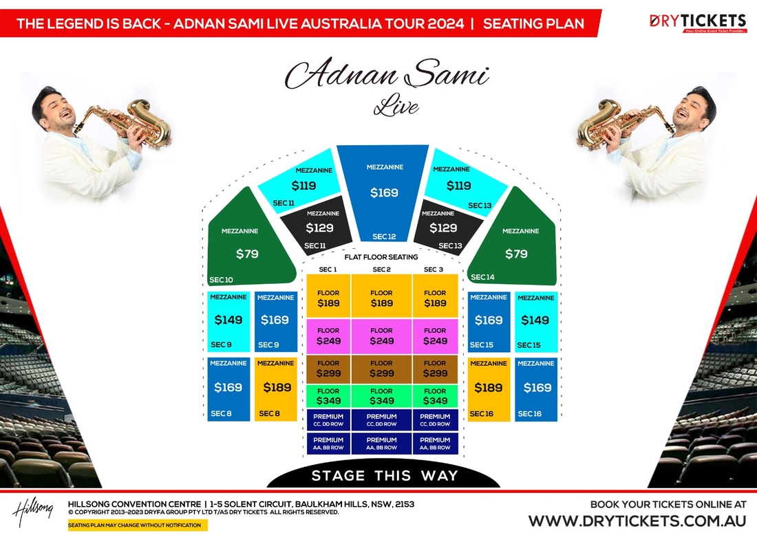 The Legend Is Back - ADNAN SAMI Live In Sydney Seating Map