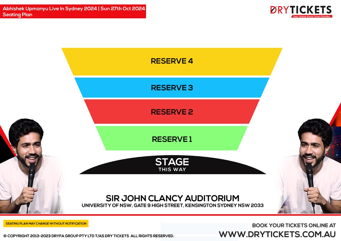 Abhishek Upmanyu Live In Sydney 2nd Show 2024 Seating Map